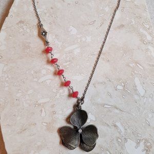 Fossil Tropical Floral Boho Pendant Necklace